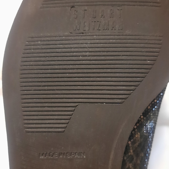 STUART WEITZMAN Black & Gold Snake Print Leather Loafer w/Tassels Sz 8.5 - Picture 8 of 9